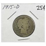 1915-D US Barber Quarter 90% Silver