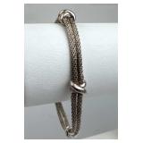 925 Silver Italy Vtg Knotted Double Mesh Bracelet