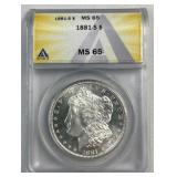 1881-S Morgan Silver Dollar ANACS MS65