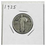 1925 US Standing Liberty Quarter, 90% Silver