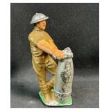 c. 1930s Manoil Lead Soldier with Artillery Shell