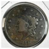 1837 US Coronet Head Large Cent, Copper, VG