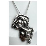 925 Silver Comedy & Tragedy Theater Mask Pendant N