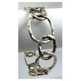 925 Silver Mexico Vtg Hammered Open Oval Bangle Br