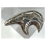 925 Silver Vintage Navajo Zuni Spirit Bear Brooch/