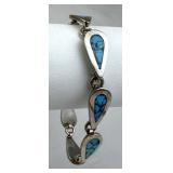 925 Silver Vintage Turquoise Inlay Teardrop Link B