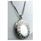 925 Silver Vtg Oval Brushed Finish Engravable Lock