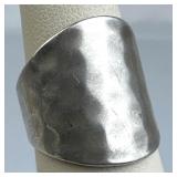 925 Silver Wide Hammered Statement Ring