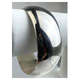 925 Silver Wide Polished Domed Hinged Bangle Brace