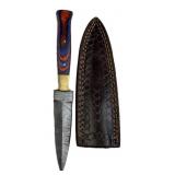 Damascus Steel Fixed Blade Knife w/ Sheath