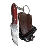 Damascus Steel Fixed Mini Knife w/ Sheath