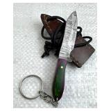 Damascus Steel Fixed Mini Knife w/ Sheath