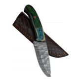 Damascus Steel Fixed Blade Knife w/ Sheath