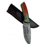 Damascus Steel Fixed Blade Knife w/ Sheath