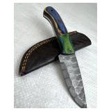 Damascus Steel Fixed Blade Knife w/ Sheath