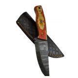 Damascus Steel Fixed Blade Knife w/ Sheath