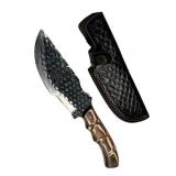 Lg Handmade Steel Fixed Blade Knife w/ Sheath