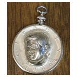 1966 JFK Half Pendant, 40% Silver, Embossed Portra