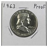 1963 US Franklin Half Dollar, Proof 90% Silver