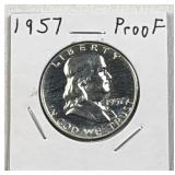 1957 US Franklin Half Dollar, Proof 90% Silver