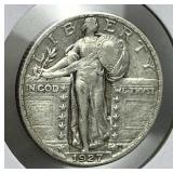 1927 US Standing Liberty Quarter, Type II, XF+