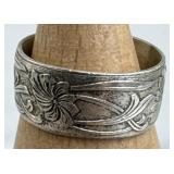 925 Silver Vintage Floral Engraved Band Ring