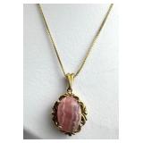 Gold over 925 Silver Rhodochrosite Necklace