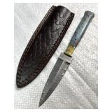 Damascus Steel Fixed Blade Knife w/ Sheath
