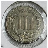 1869 US Three-Cent Nickel, High Date, ex-ANACS