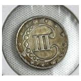 1852 US Three-Cent Silver Trime, Type 1, Fine