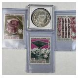 1966 Mexico 1 Peso UNC + (3) Cameroon Expo Stamps