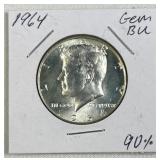1964 US Kennedy Half Dollar, Gem BU, 90% Silver