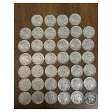 (40) 1930s US Buffalo Nickels, Full Date Roll