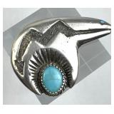 925 Silver Vtg Navajo Zuni Turquoise Spirit Bear B