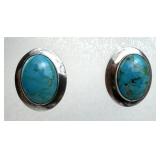 925 Silver Vintage Turquoise Cabochon Post Earring