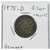 1875-D Germany 1 Mark, Imperial 90% Silver