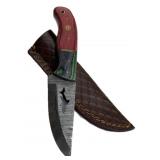 Damascus Steel Fixed Blade Knife w/ Sheath