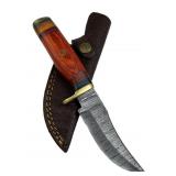 Damascus Steel Fixed Blade Knife w/ Sheath