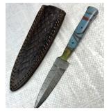Damascus Steel Fixed Blade Knife w/ Sheath