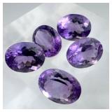 (5) Oval Cut Amethyst Gemstones, 9.11 Carats