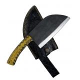 Lg Handmade Steel Cleaver Blade Knife w/ Sheath