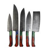 (5) Damascus Steel Chef