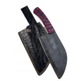 Lg Handmade Steel Cleaver Blade Knife w/ Sheath