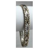 925 Silver Vtg Italy Two-Tone Chevron-Link Bracele
