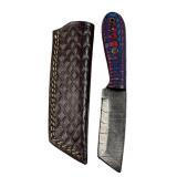Damascus Steel Fixed Blade Knife w/ Sheath