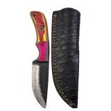 Damascus Steel Fixed Blade Knife w/ Sheath
