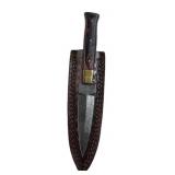 Damascus Steel Fixed Blade Knife w/ Sheath