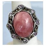 925 Silver Rose Quartz & Pink Topaz Accent Ring