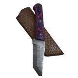 Damascus Steel Fixed Blade Knife w/ Sheath