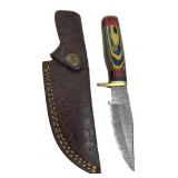 Damascus Steel Fixed Blade Knife w/ Sheath
